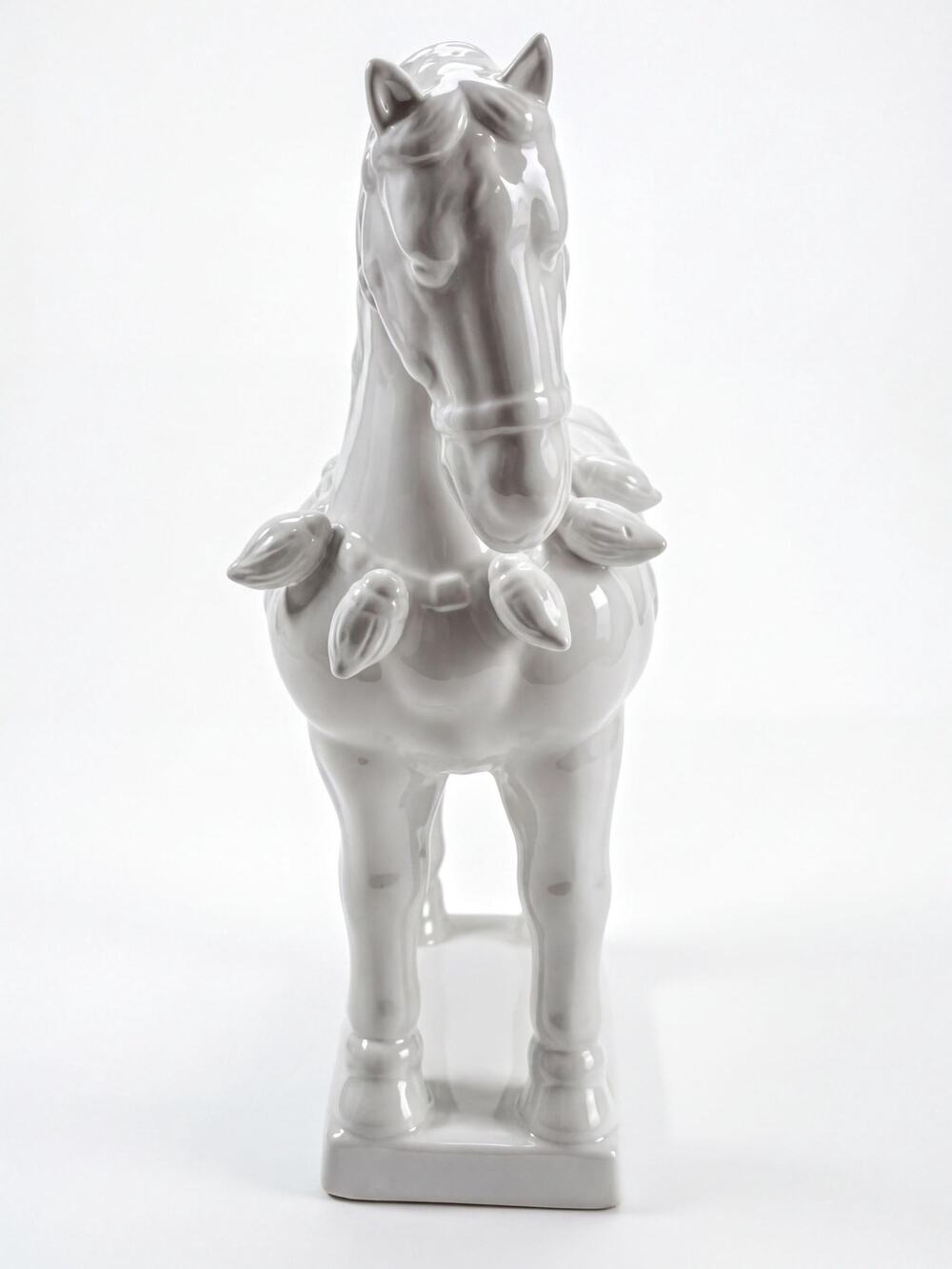 White Glazed Porcelain Horse Figurine: Tang Dynasty Style Sculpture